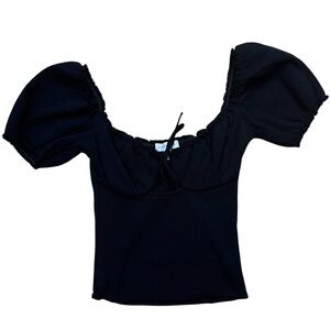 Black Puff Sleeve Top